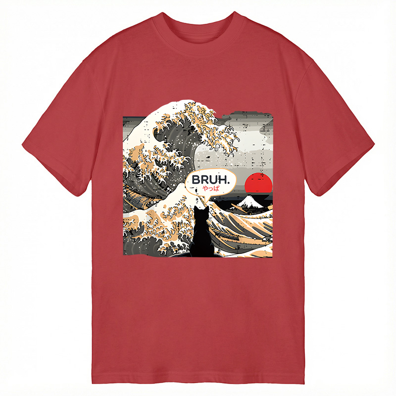 Tokyocanvas Bruh Cat Great Wave Classic T-Shirt