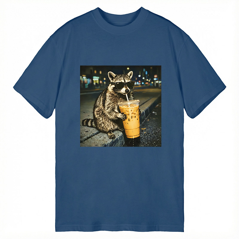 Tokyocanvas Racoon with a Ice Coffee Classic T-Shirt