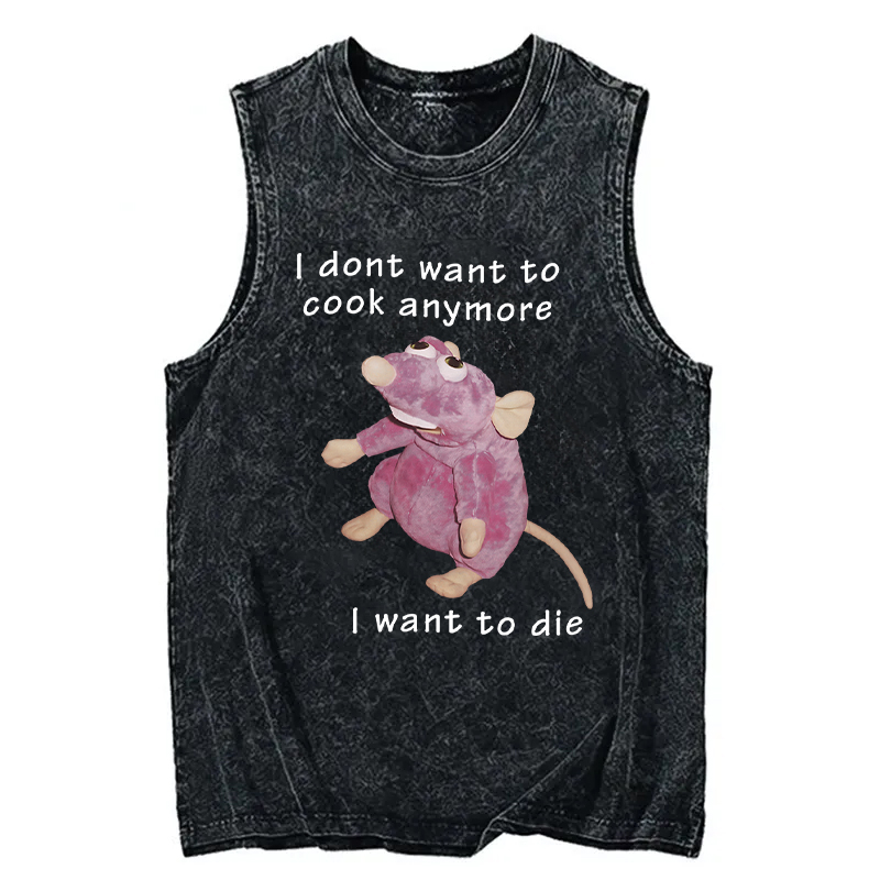 Tokyocanvas I Don't Want To Cook Anymore Washed Tank