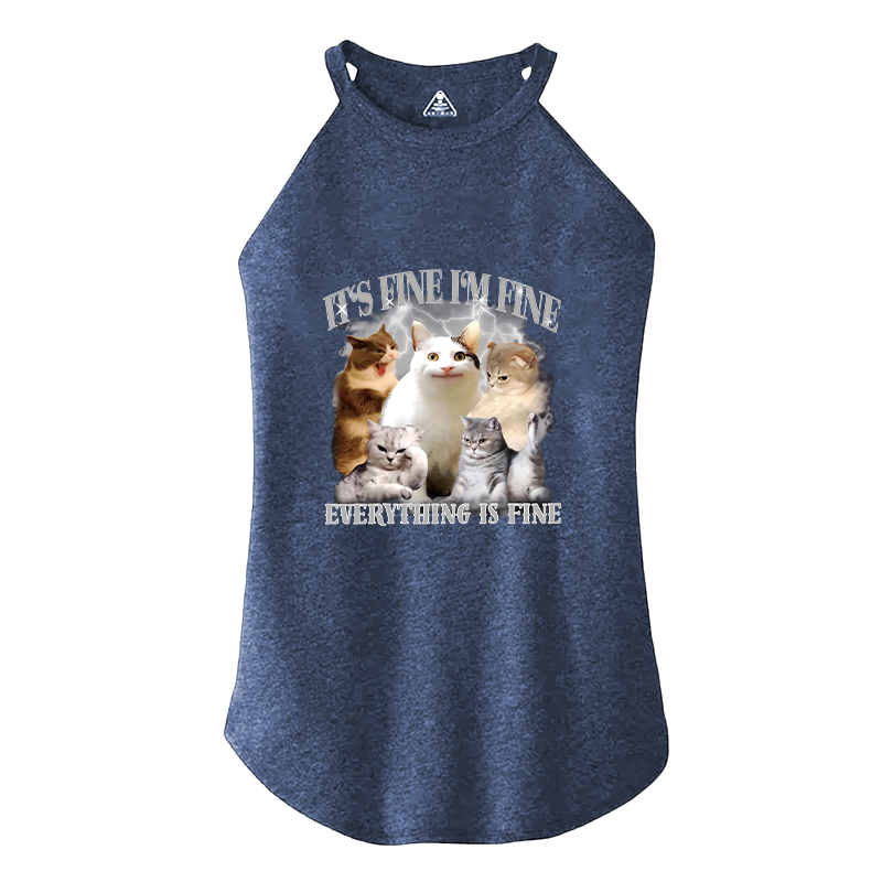 Tokyocanvas Everything Is Fine Cat Meme Cotton Tank