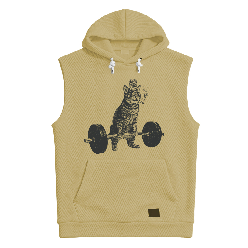 Tokyocanvas Funny Deadlift Cat Hooded Tank