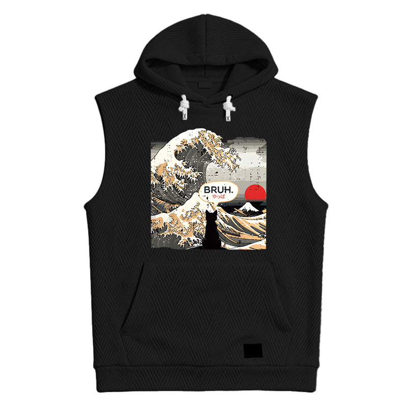 Tokyocanvas Bruh Cat Great Wave Hooded Tank