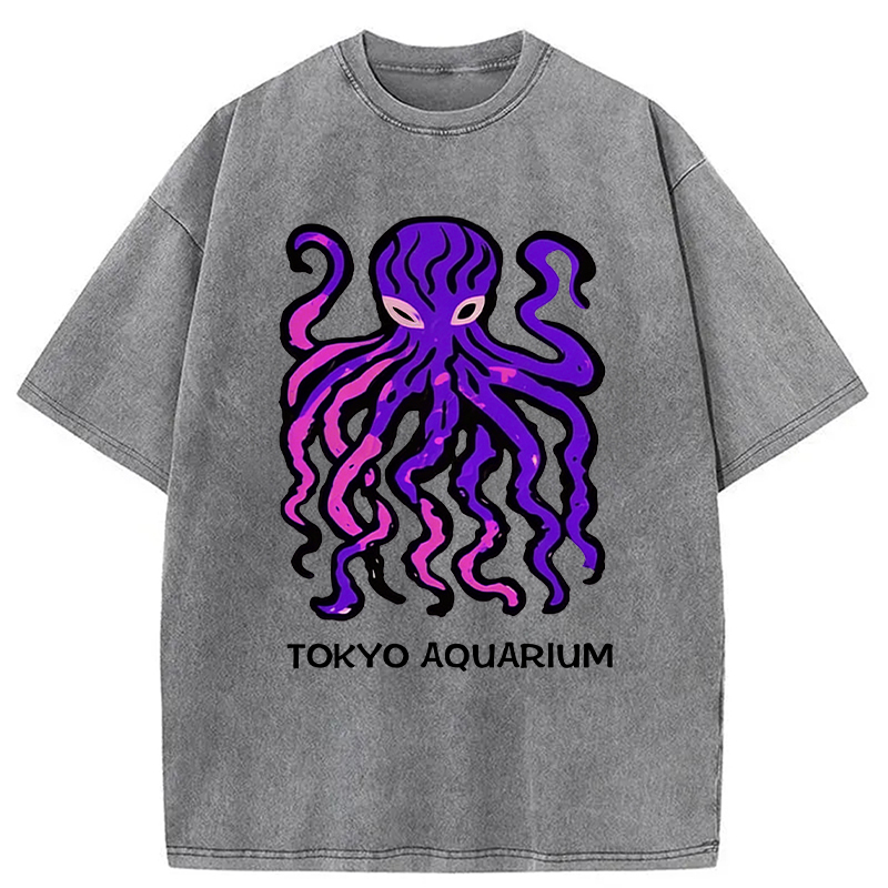 Tokyocanvas Tokyo Aquarium Octopus Washed T-Shirt