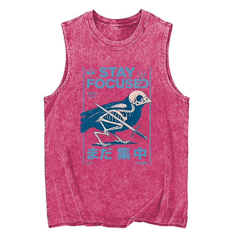 Tokyocanvas Bird Skull Japanese Washed Tank