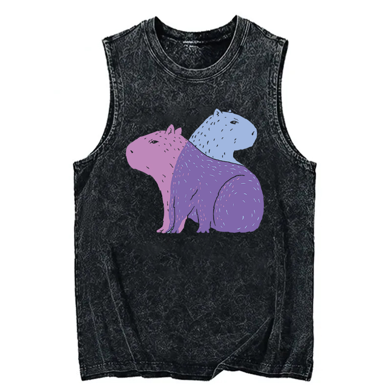 Tokyocanvas Double Capybaras Washed Tank