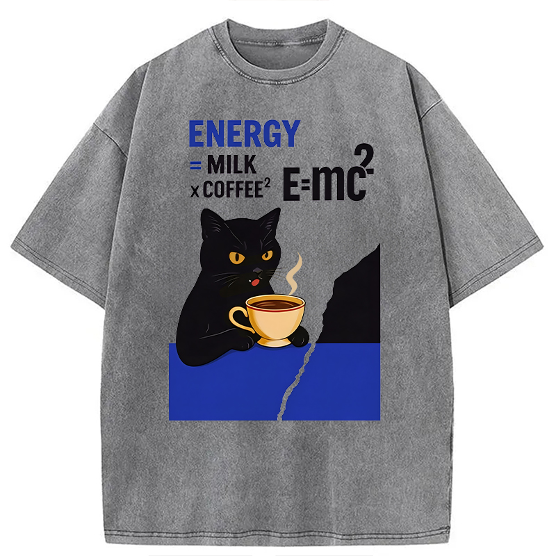 Tokyocanvas Cat Coffee Energy Formula Washed T-Shirt