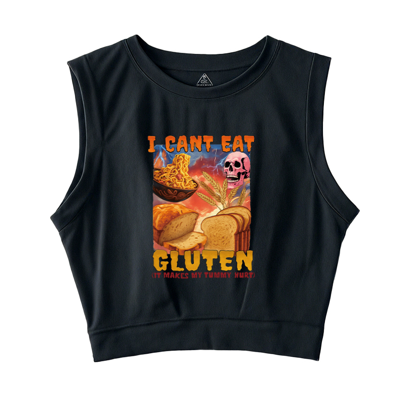 Tokyocanvas I Can't Eat Gluten Funny Meme Sleeveless Crop Top