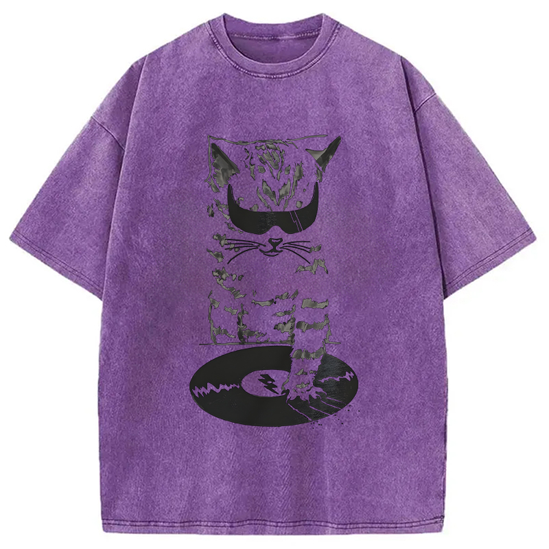 Tokyocanvas DJ Cat Washed T-Shirt
