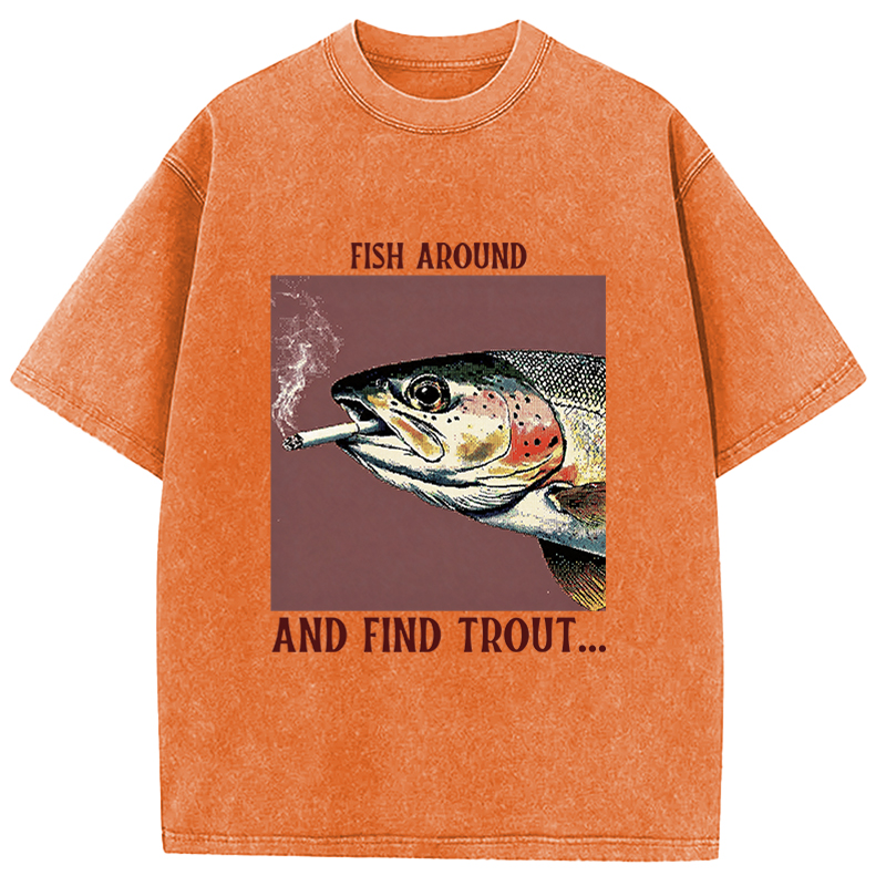 Tokyocanvas Fish Around And Find Trout Smoke Washed T-Shirt