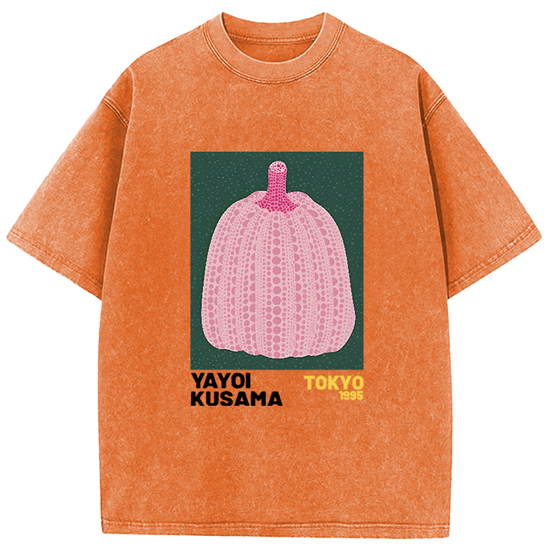 Tokyocanvas Art Pink Pumpkin Washed T-Shirt