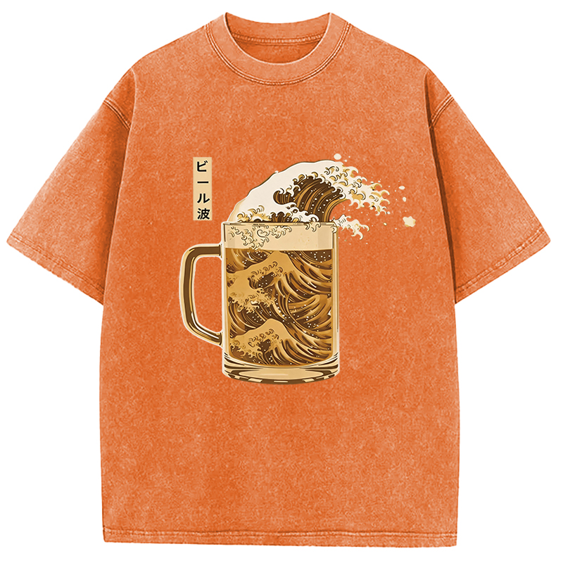 Tokyocanvas Japanese Wave Beer Washed T-Shirt