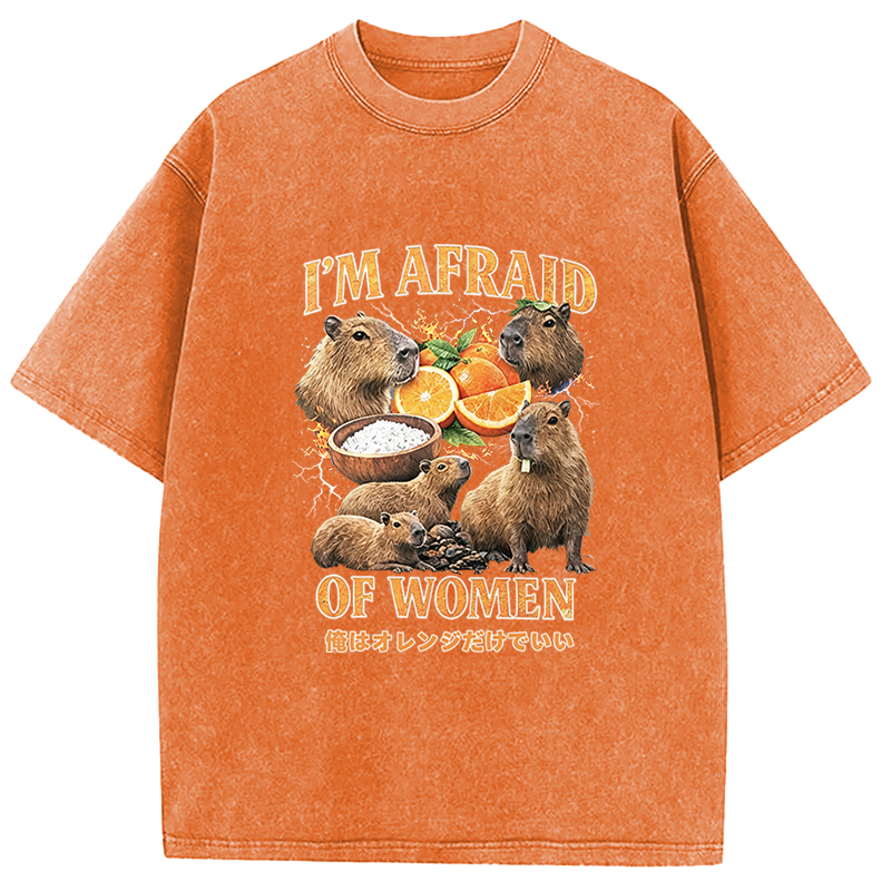 Tokyocanvas Capybara Oranges Graphic Washed T-Shirt