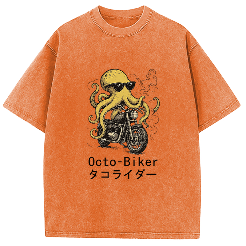 Tokyocanvas Octopus Motorcycle Washed T-Shirt