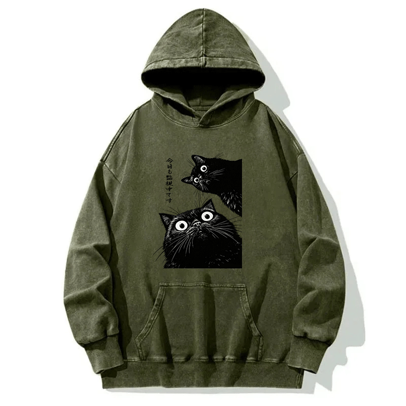 Tokyocanvas The Cat Is Watching Today Washed Hoodie