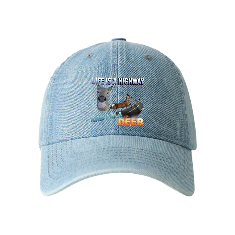 Tokyocanvas Life Is A Highway I Am A Deer Meme Denim Cap