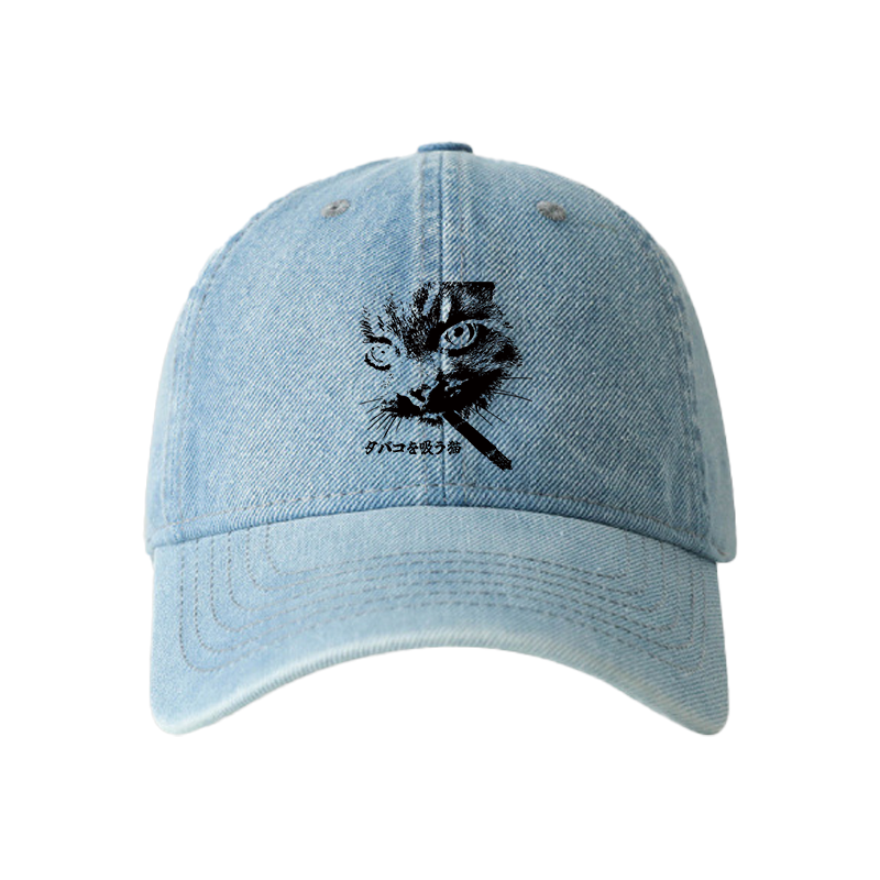 Tokyocanvas Retro Cat Smoking Denim Cap