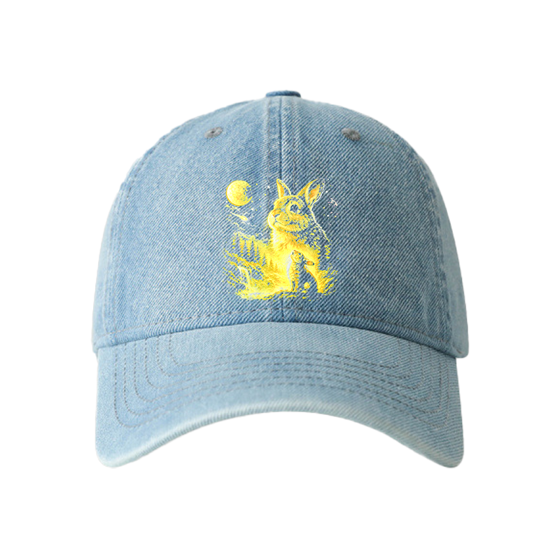 Tokyocanvas Bunny Howling to the Moon Denim Cap