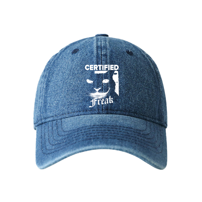 Tokyocanvas Certified Freak Cat Meme Denim Cap