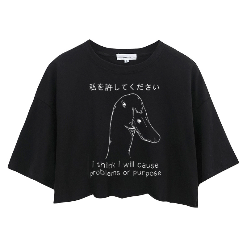 Tokyocanvas Stupid Goose Funny Crop Top