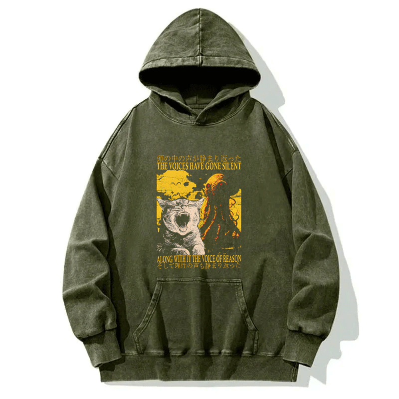 Tokyocanvas The Voices Have Gone Silent Cat Funny Washed Hoodie