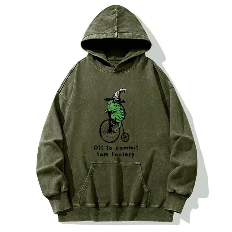 Tokyocanvas Frog Riding Penny-farthing Washed Hoodie