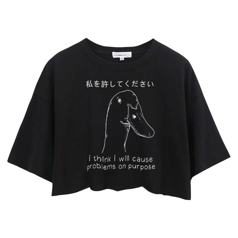 Tokyocanvas Stupid Goose Funny Crop Top