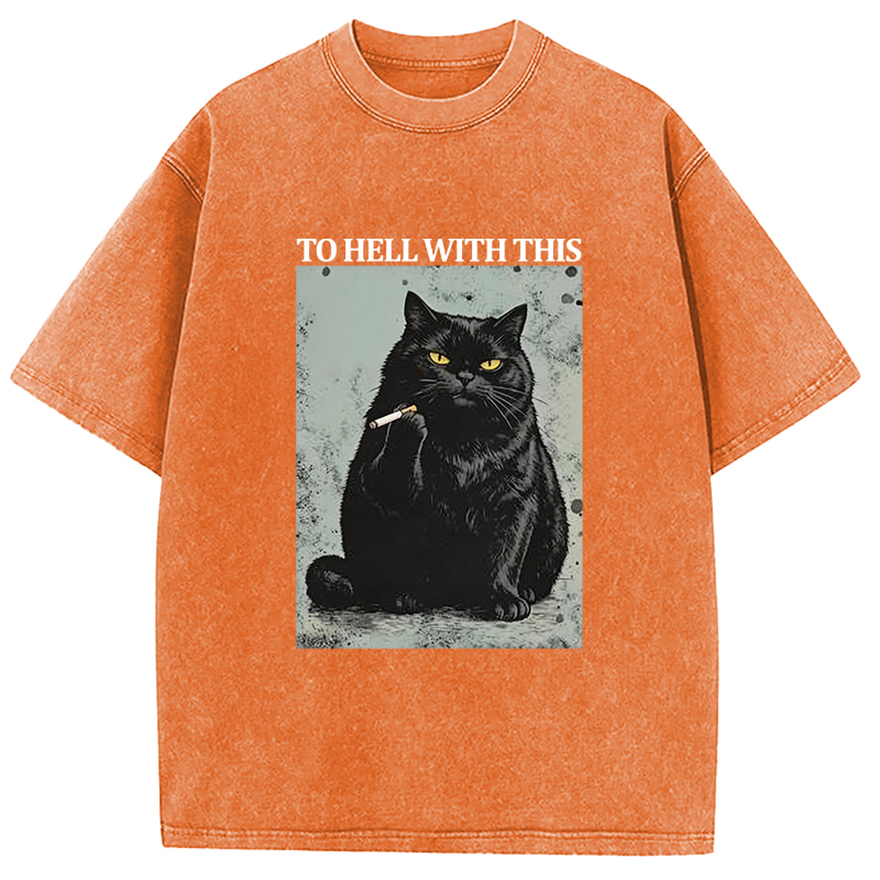 Tokyocanvas Fuck This Shit Black Cat Washed T-Shirt