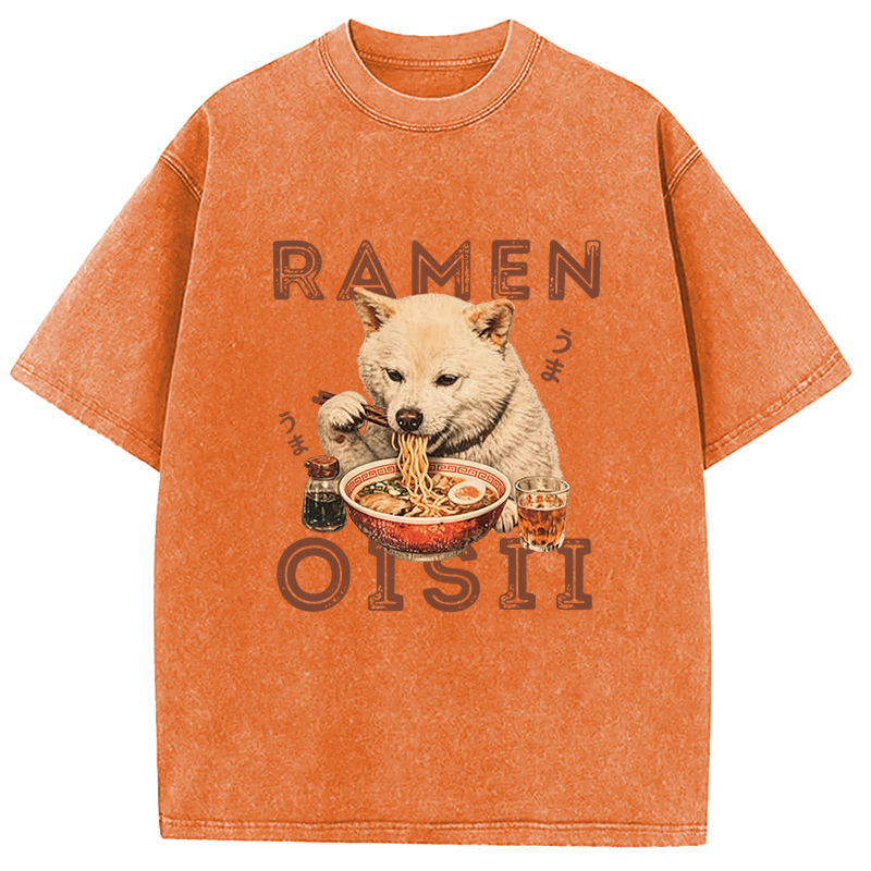 Tokyocanvas Shiba Inu Ramen Washed T-Shirt