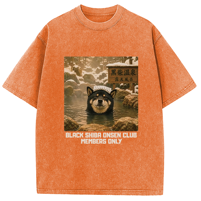 Tokyocanvas Black Shiba Inu Onsen Washed T-Shirt