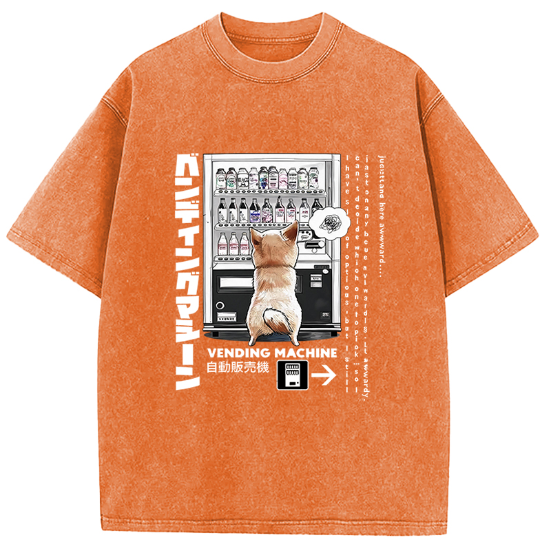 Tokyocanvas Shiba Inu Vending Machine Meme Graphic Washed T-Shirt
