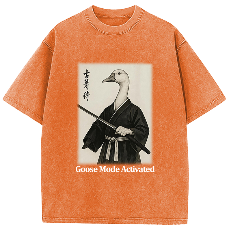 Tokyocanvas Samurai Goose Japanese Art Washed T-Shirt