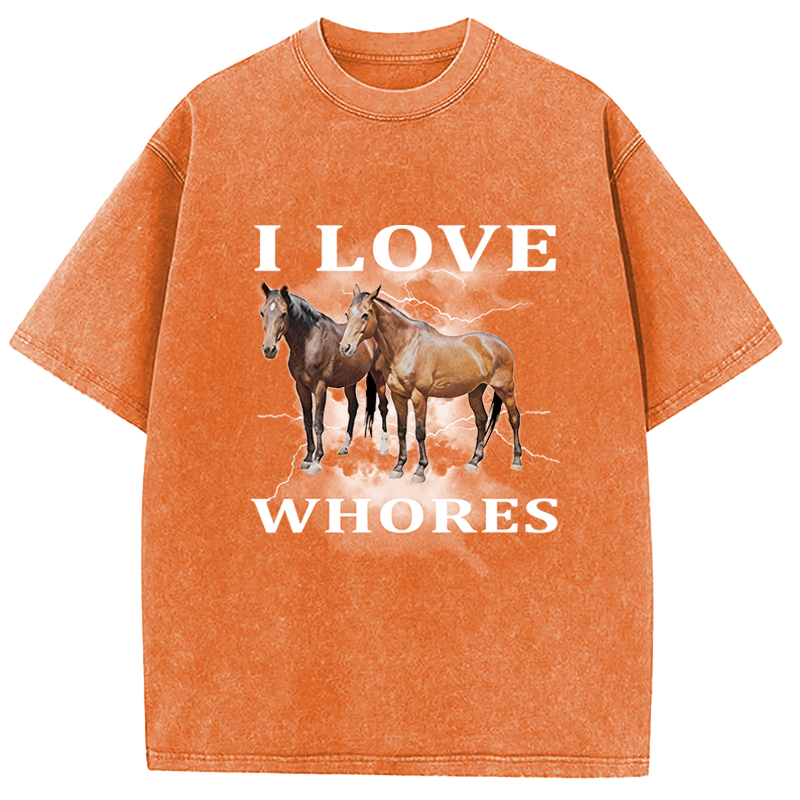 Tokyocanvas Cringe Horse Meme Washed T-Shirt