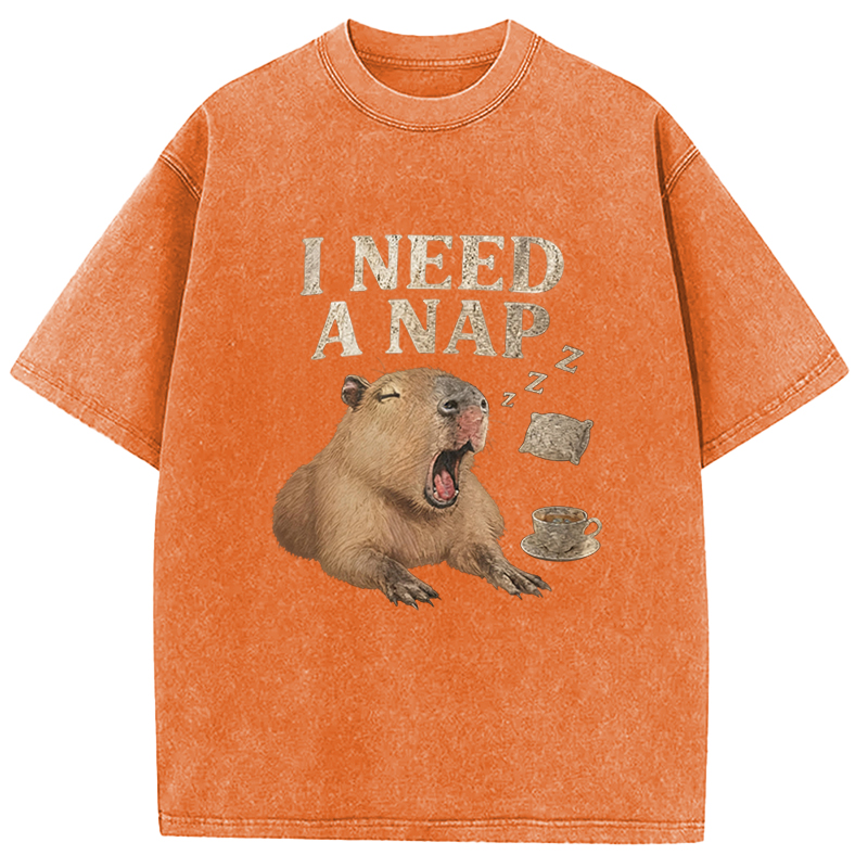 Tokyocanvas Nap Capybara Washed T-Shirt