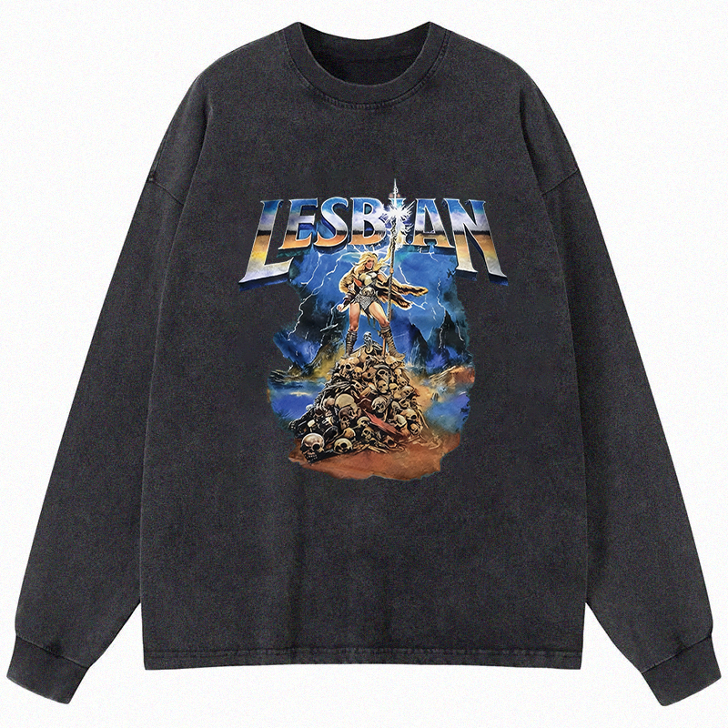 Tokyocanvas Lesbian Warrior Long Sleeve Washed T-Shirt