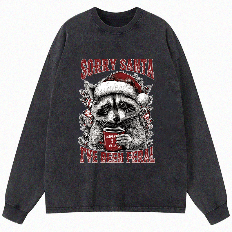 Tokyocanvas Sorry Santa I've Been Feral Long Sleeve Washed T-Shirt