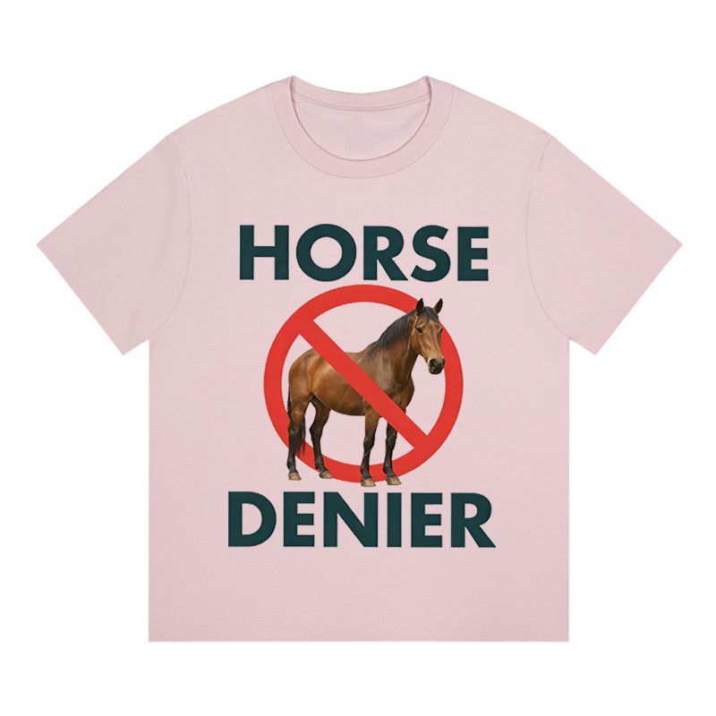 Tokyocanvas Funny Horse Denier Conspiracy Theory Boxy T-shirt