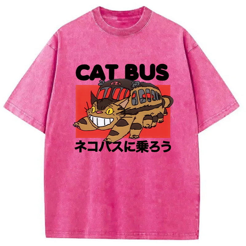 Tokyocanvas Cat Bus Washed T-Shirt