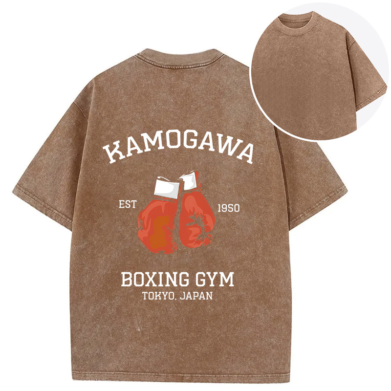 Tokyocanvas Retro Boxing Gloves Manga Anime Back Washed T-Shirt