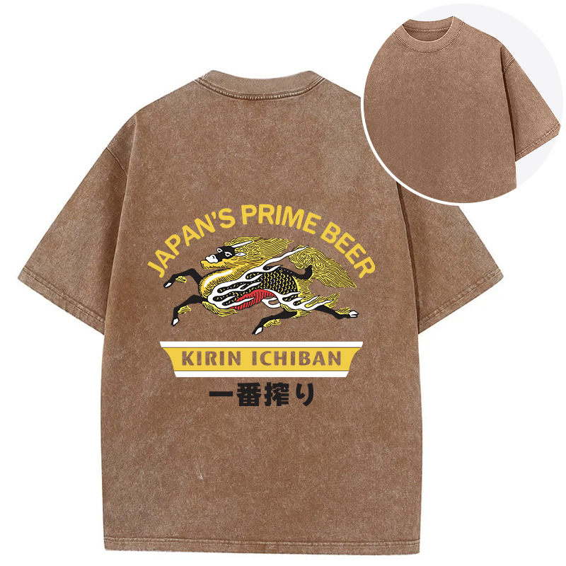 Tokyocanvas Kirin Ichiban Beer Logo Japanese Back Washed T-Shirt
