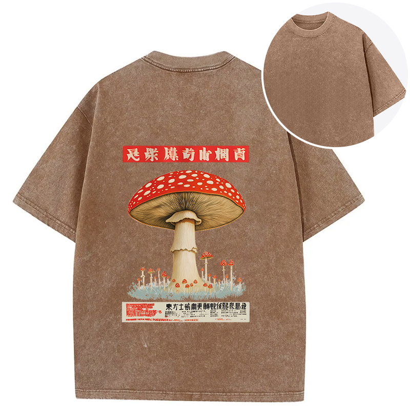 Tokyocanvas Psychedelic Mushroom Japanese Back Washed T-Shirt