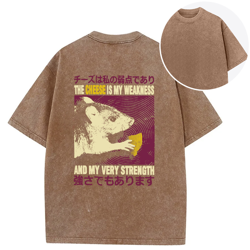 Tokyocanvas The Cheese is My Weakness Back Washed T-Shirt