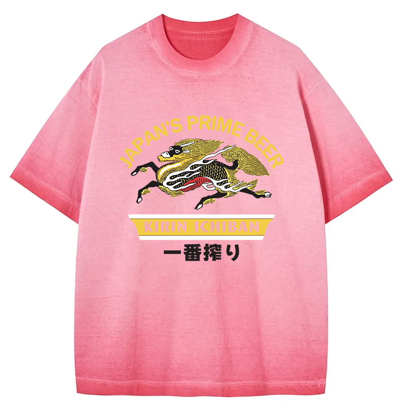 Tokyocanvas Kirin Ichiban Beer Logo Japanese Gradient Washed T-Shirt