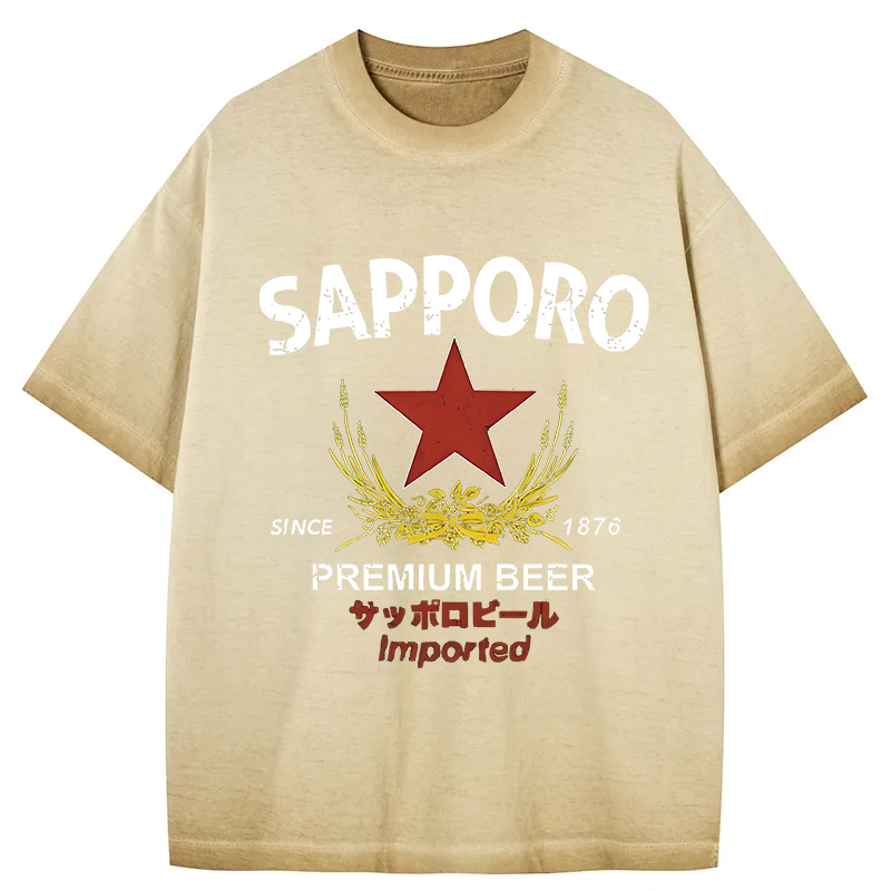 Tokyocanvas Sapporo Beer Essential Gradient Washed T-Shirt