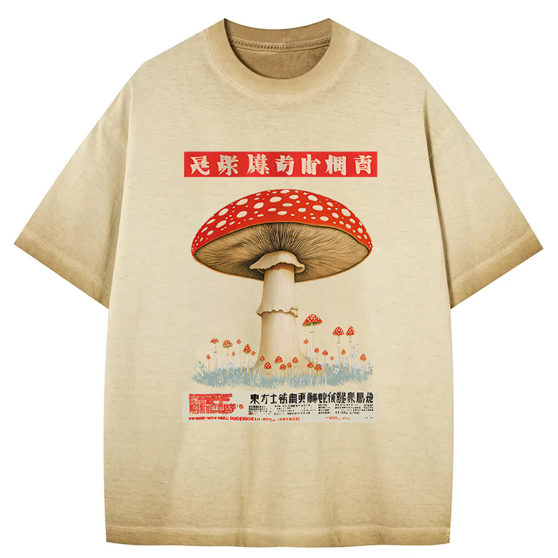 Tokyocanvas Psychedelic Mushroom Japanese Gradient Washed T-Shirt