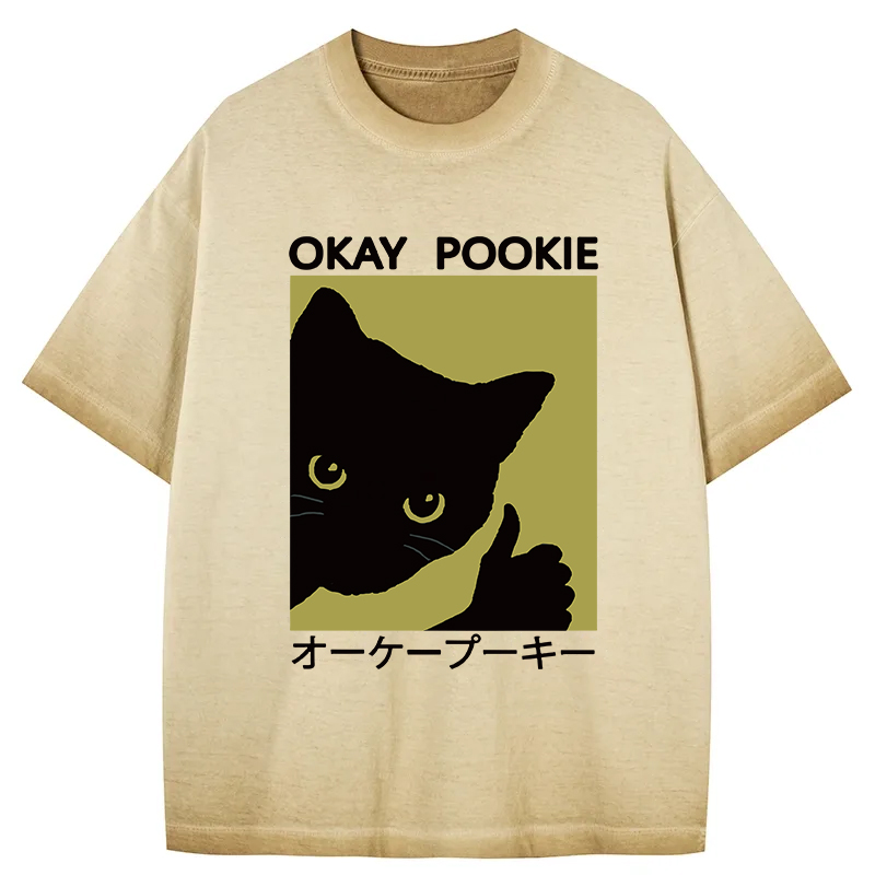 Tokyocanvas Okay Pookie Cat Gradient Washed T-Shirt