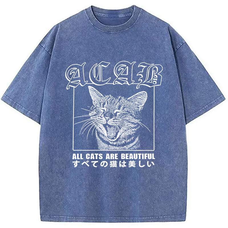 Tokyocanvas Beautiful Funny Cat ACAB Washed T-Shirt
