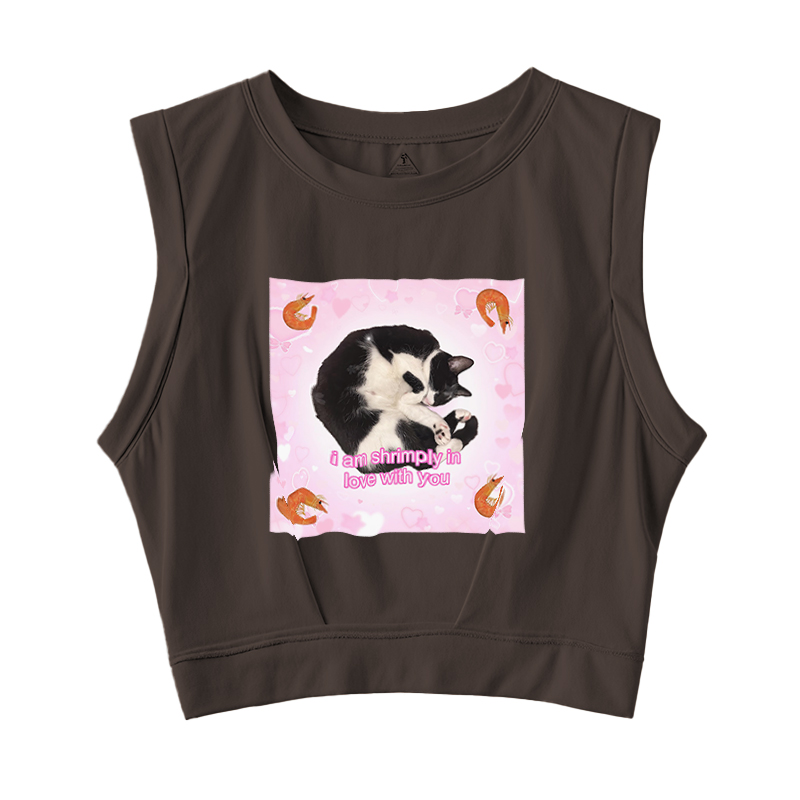 Tokyocanvas I Am Shrimply in Love with You Sleeveless Crop Top