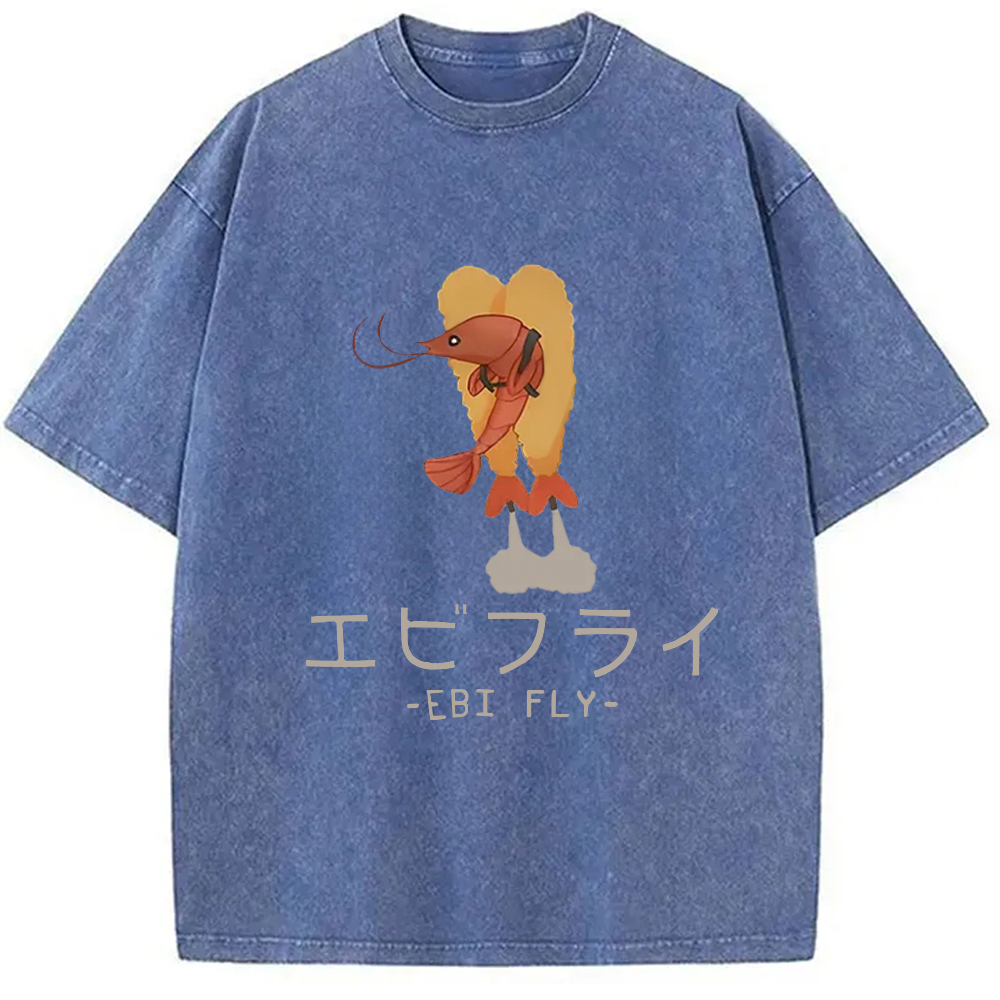 Tokyocanvas Yummy Fried shrimp Washed T-Shirt