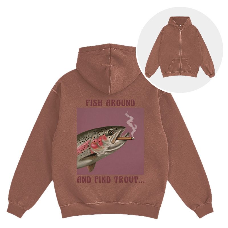 Tokyocanvas Smoking Trout Washed Zip Hoodie