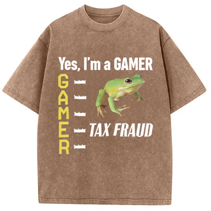 Tokyocanvas Frog Gamer Meme Washed T-Shirt